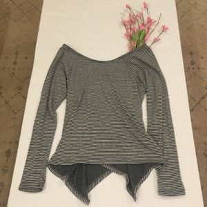 Boutique striped top with cool cross back, S